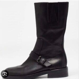 Gucci Black Leather Moto Boots - Size 8